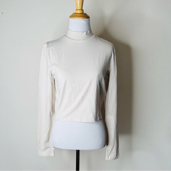 Zara Ecru Mock Neck Long Sleeve Top - Picture 2 of 6